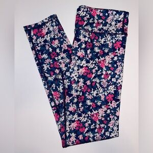 Eddie Bauer girls floral, navy, full length leggings, sz‎ Medium 10-12